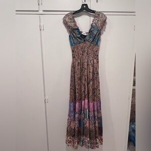 Gold & Silver Paris Paisley Patchwork Maxi Dress